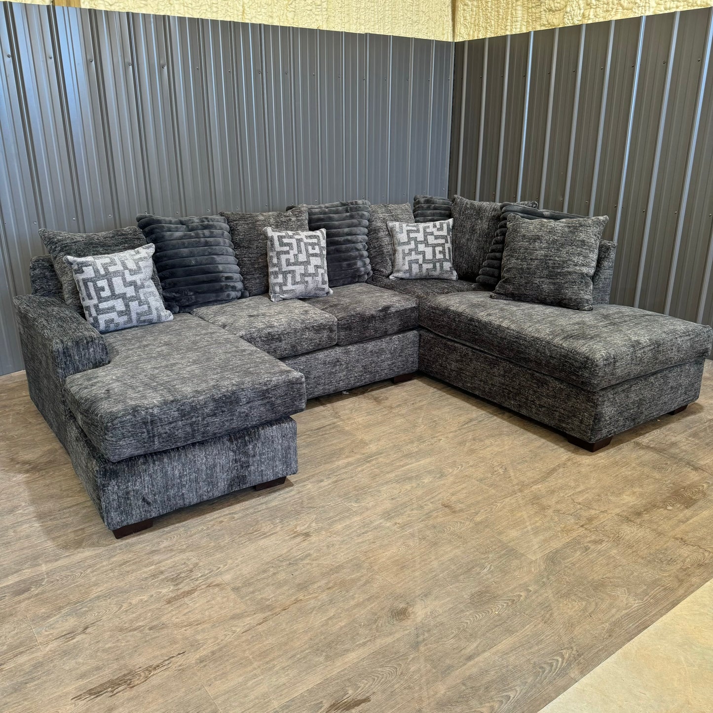 Brand New Large Galactic Charcoal Double Chaise Sectional 🛋️