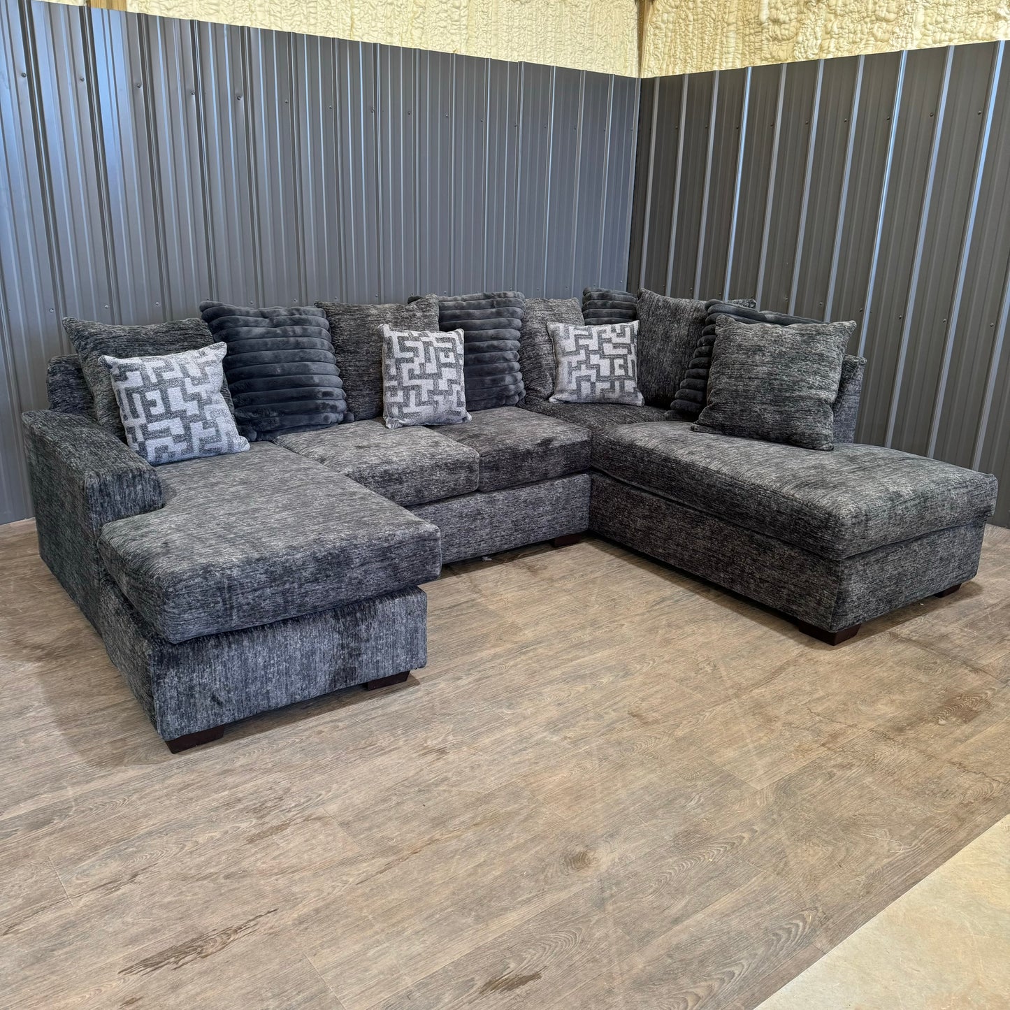 Brand New Large Galactic Charcoal Double Chaise Sectional 🛋️