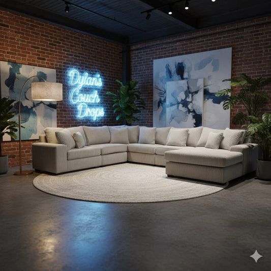 Libby 6PC Modular Sectional With Reversible Chaise (VERY LIGHT GREY)🛋️